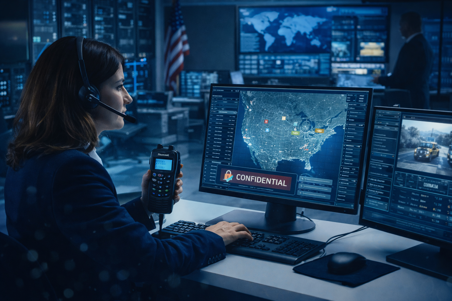 Federal agency personnel in field using GPS location tracking devices