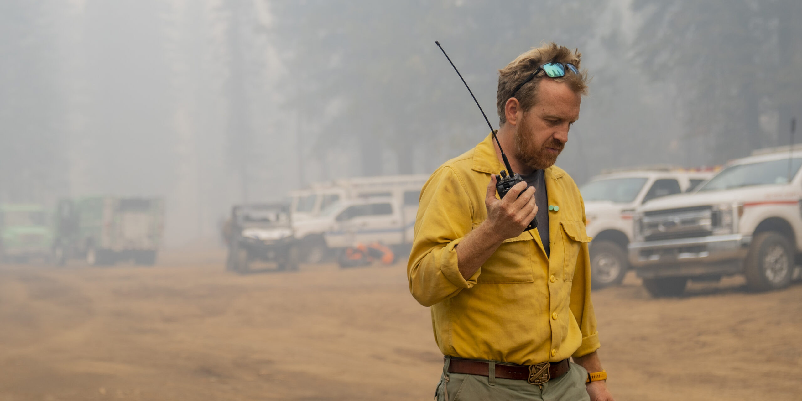Brian Tai, Division P Supervisor, coordinates with National Park Service and CAL Fire on suppressing the Dixie Fire, Lassen National Forest, California. USDA Forest Service photo by Cecilio Ricardo.